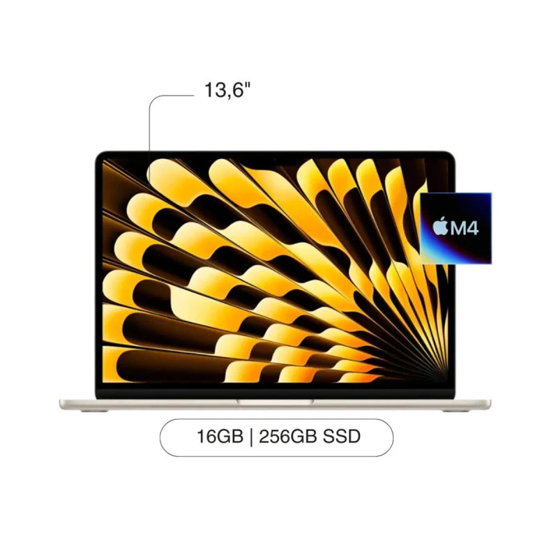 Notebook Apple Macbook Air MW0Y3LL M4 256GB 16GB 13,6" Star.